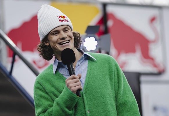 Norway&#039;s Lucas Braathen speaks during a press conference in Salzburg, Austria, Thursday, March 7, 2024. Brazil now has a top Winter Olympics medal prospect. Alpine ski star Lucas Braathen has ann ...