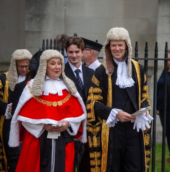 October 2, 2023, London, England, United Kingdom: Justice Secretary ALEX CHALK R and Lady Chief Justice, Dame SUE CARR are seen leaving Westminster Abbey after the annual Judges Service marking openin ...