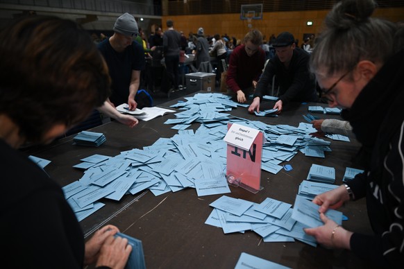 February 11, 2024, Berlin: Election workers work w