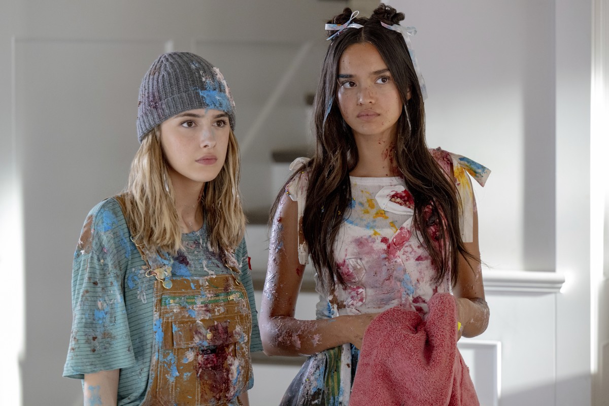 This image released by Disney shows Julia Butters, left, and Sophia Hammons in a scene from "Freakier Friday." (Glen Wilson/Disney via AP)
Film Review - Freakier Friday