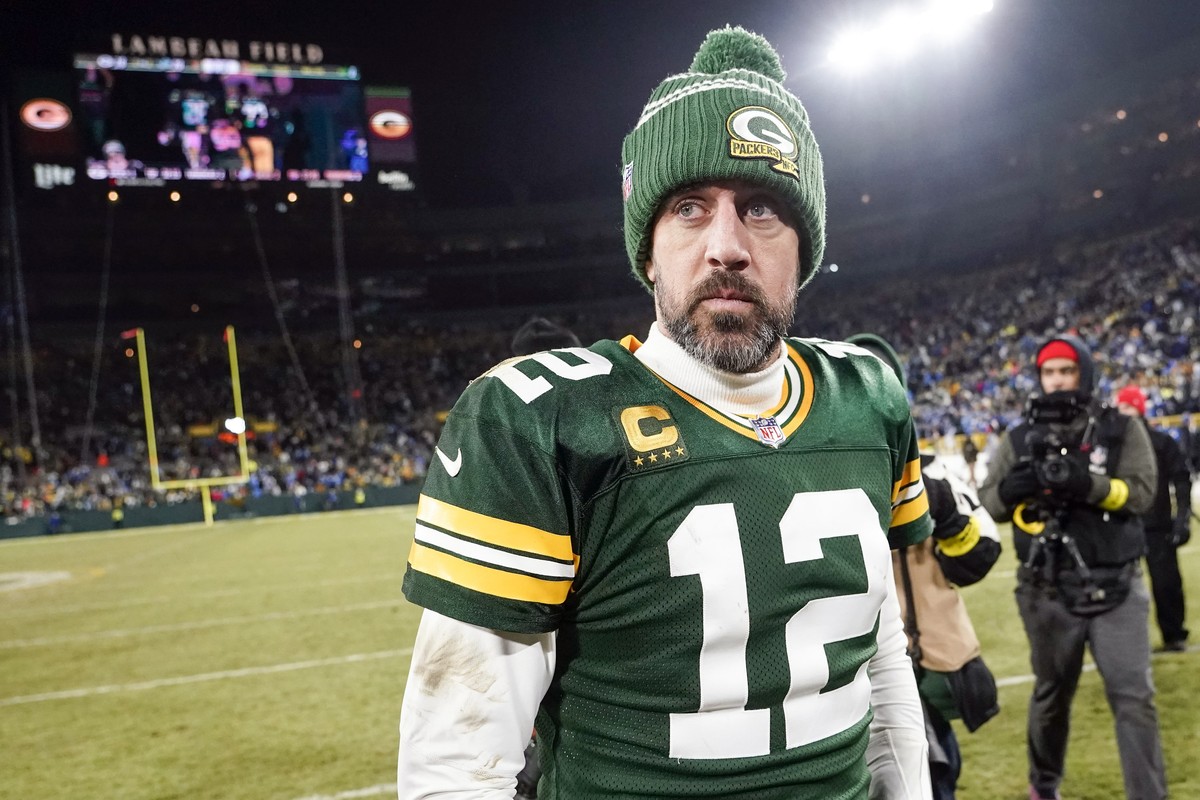 FILE - Green Bay Packers' Aaron Rodgers walks off the field after an NFL football game against the Detroit Lions, Sunday, Jan. 8, 2023, in Green Bay, Wis. Rodgers says he will make a decision on  ...