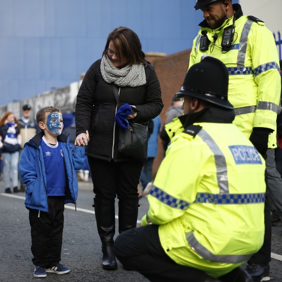 Britain Football Soccer - Everton v Swansea City - Premier League - Goodison Park - 19/11/16 A young Everton fan with a painted face before the match Action Images via Reuters / Ed Sykes Livepic EDITO ...