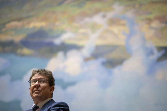 Bundesrat Albert Roesti spricht waehrend der Fruehlingssession der Eidgenoessischen Raete, am Dienstag, 14. Maerz 2023 im Nationalrat in Bern. (KEYSTONE/Anthony Anex)