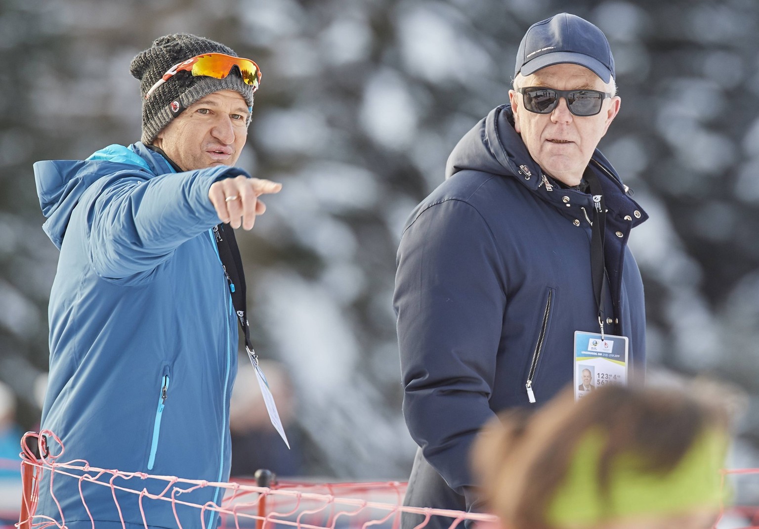 IBU Biathlon Cup 2019, Women 10 km Pursuit, Lenzerheide, Switzerland Lenzerheide, Switzerland, 26th January 2019. Michael Hartweg from Biathlon Arena Lenzerheide AG and IBU President Olle Dahlin durin ...