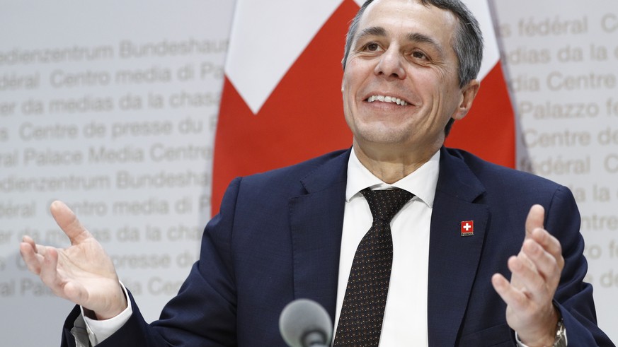 Bundesrat Ignazio Cassis spricht waehrend einer Medienkonferenz, am Freitag, 7. Dezember 2018 in Bern. Der Bundesrat informierte ueber das Rahmenabkommen mit der EU. (KEYSTONE/Peter Klaunzer)