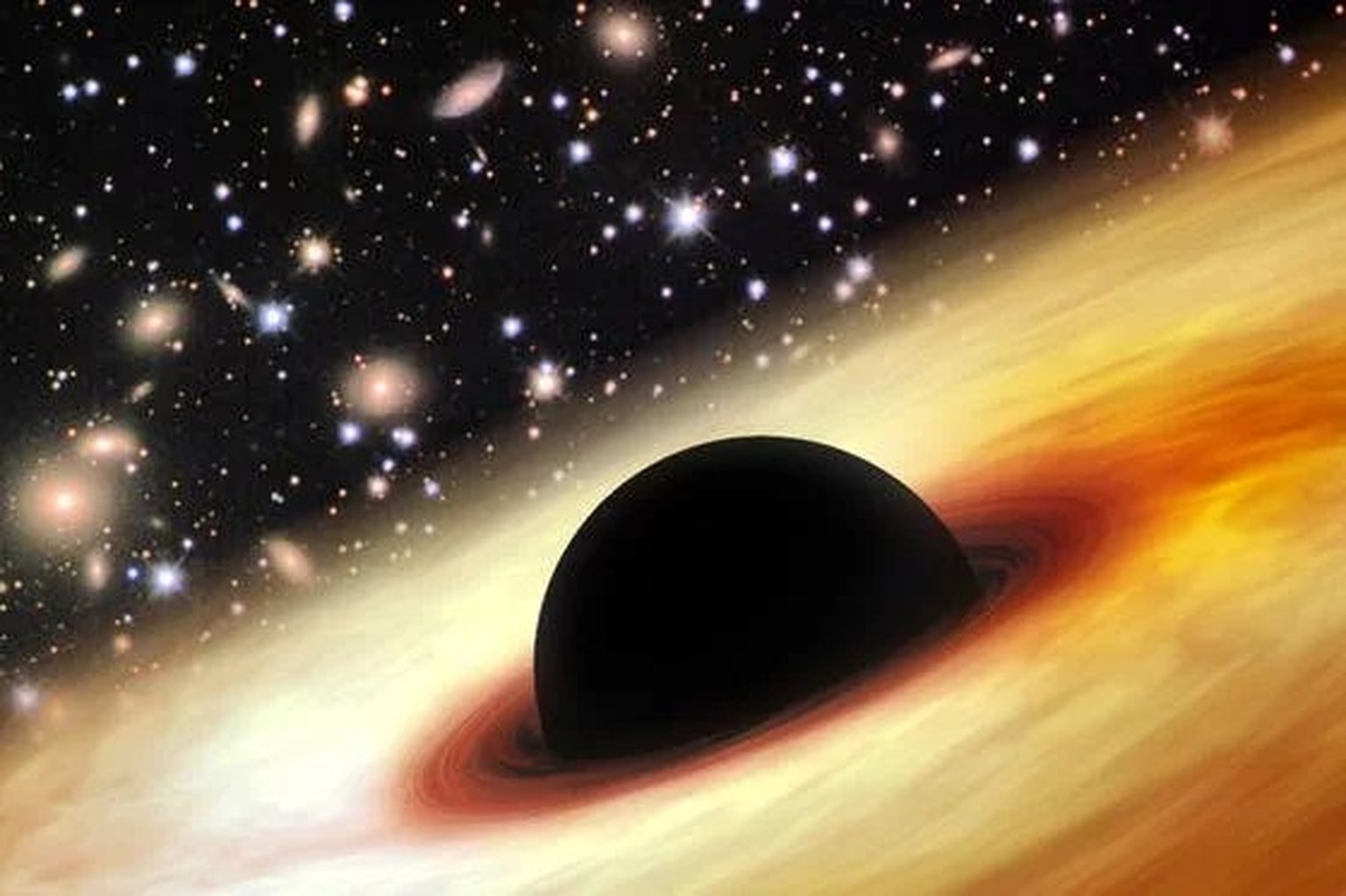 Supermassereiches Schwarzes Loch im Inneren einer Galaxie.